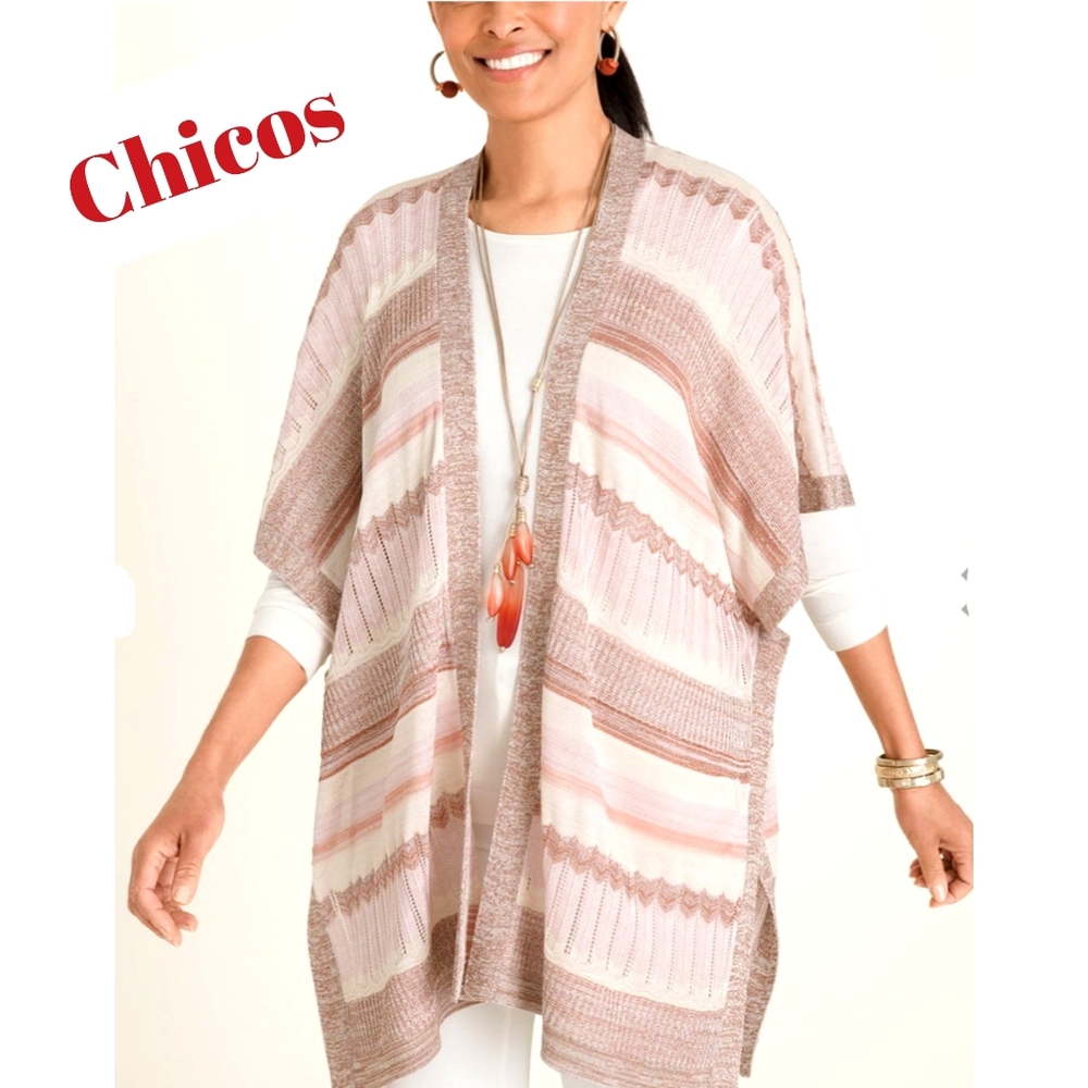 Chicos Thats a Wrap Open Front Cardigan Ruana Wrap